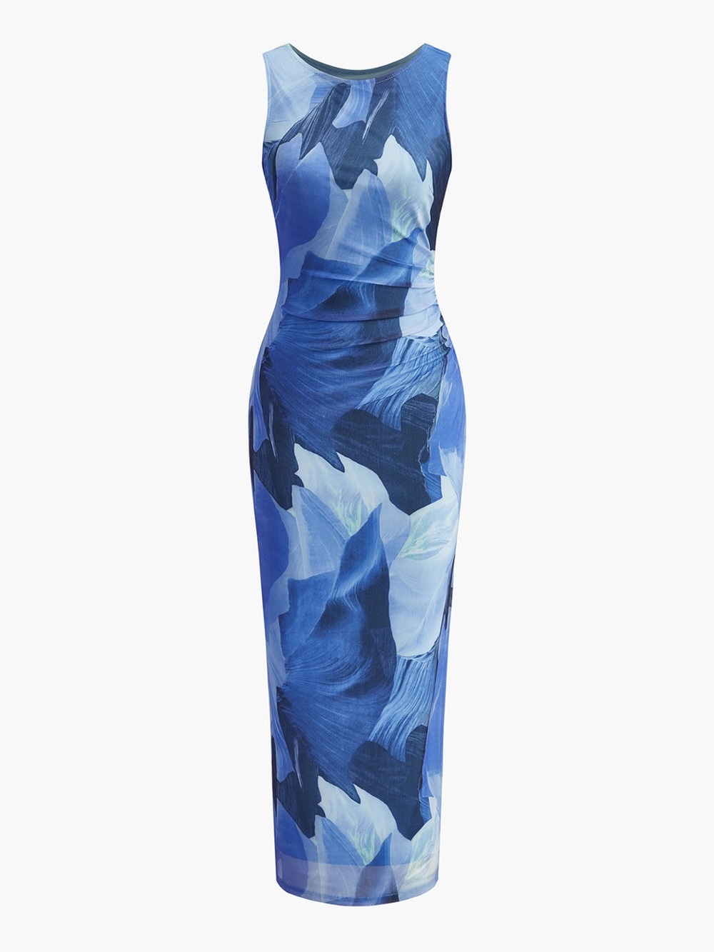 Commense Blue Floral Maxi Sheath Dress